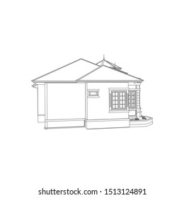 modern architecture exterior. architecture abstract. Blueprint or Wire-frame style