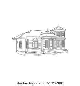 modern architecture exterior. architecture abstract. Blueprint or Wire-frame style