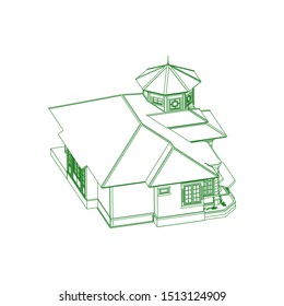 modern architecture exterior. architecture abstract. Blueprint or Wire-frame style