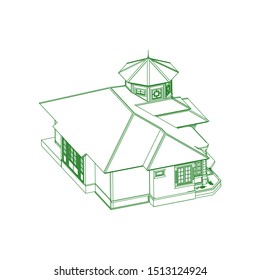 modern architecture exterior. architecture abstract. Blueprint or Wire-frame style