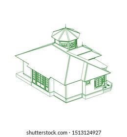 modern architecture exterior. architecture abstract. Blueprint or Wire-frame style