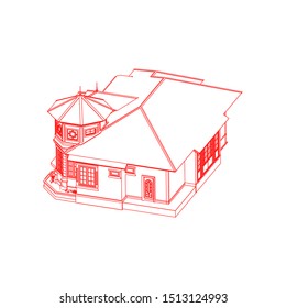 modern architecture exterior. architecture abstract. Blueprint or Wire-frame style