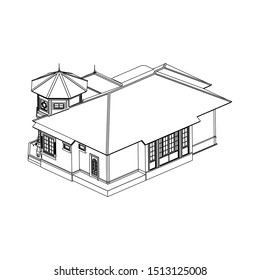 modern architecture exterior. architecture abstract. Blueprint or Wire-frame style