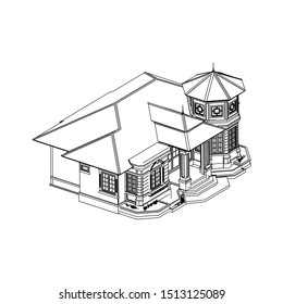 modern architecture exterior. architecture abstract. Blueprint or Wire-frame style