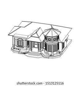 modern architecture exterior. architecture abstract. Blueprint or Wire-frame style