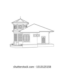 modern architecture exterior. architecture abstract. Blueprint or Wire-frame style