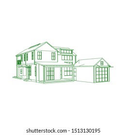 modern architecture exterior. architecture abstract. Blueprint or Wire-frame style