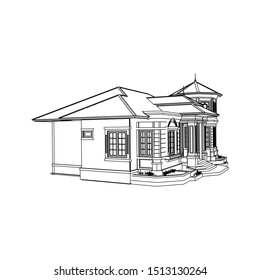 modern architecture exterior. architecture abstract. Blueprint or Wire-frame style