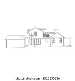 modern architecture exterior. architecture abstract. Blueprint or Wire-frame style