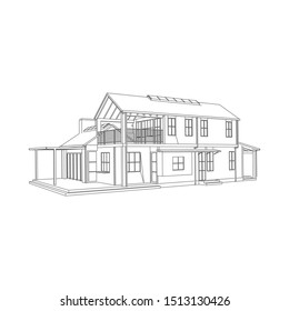 modern architecture exterior. architecture abstract. Blueprint or Wire-frame style