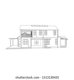 modern architecture exterior. architecture abstract. Blueprint or Wire-frame style