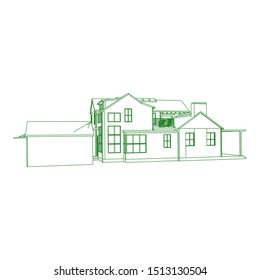 modern architecture exterior. architecture abstract. Blueprint or Wire-frame style