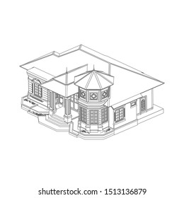 modern architecture exterior. architecture abstract. Blueprint or Wire-frame style