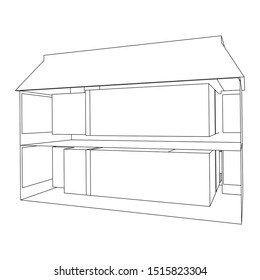 modern architecture exterior. architecture abstract. Blueprint or Wire-frame style