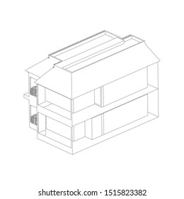 modern architecture exterior. architecture abstract. Blueprint or Wire-frame style