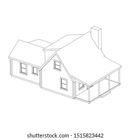 modern architecture exterior. architecture abstract. Blueprint or Wire-frame style