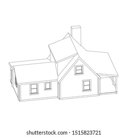 modern architecture exterior. architecture abstract. Blueprint or Wire-frame style