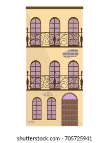 Modern architecture facade building vector illustrations