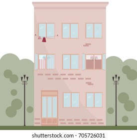 Modern architecture facade building vector illustrations