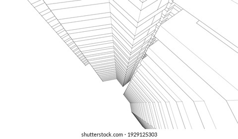 modern architecture house with balconies 3d rendering