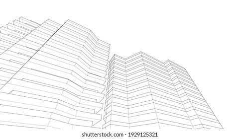 modern architecture house with balconies 3d rendering