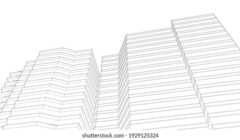 modern architecture house with balconies 3d rendering