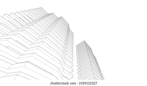 modern architecture house with balconies 3d rendering