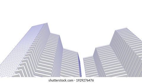 modern architecture house with balconies 3d rendering