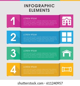 Modern architecture infographic template. infographic design with architecture icons includes garage, house. can be used for presentation, diagram, annual report, web design. 