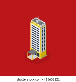 Modern architecture. Isometric modern architecture icon illustration. 