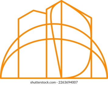 Ilustración del vector de esquema de logotipo de arquitectura moderna