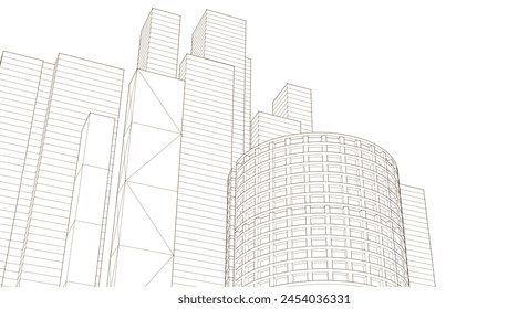 modern architecture metropolis 3D illustration