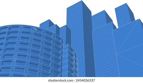 modern architecture metropolis 3D illustration