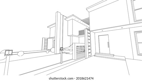 
renderización modular casa 3d de arquitectura moderna