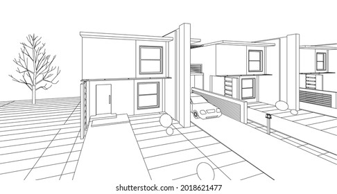 
renderización modular casa 3d de arquitectura moderna