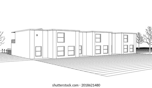 
renderización modular casa 3d de arquitectura moderna