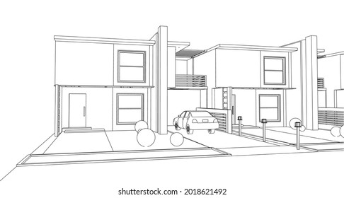 
modernes Baukastenhaus 3d Rendering