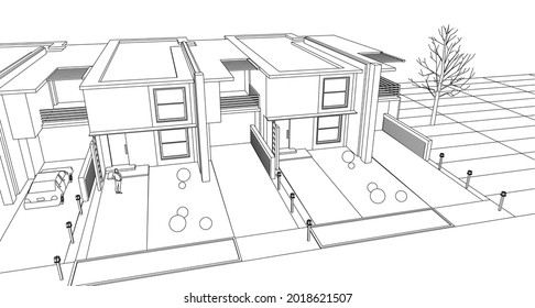 
modernes Baukastenhaus 3d Rendering