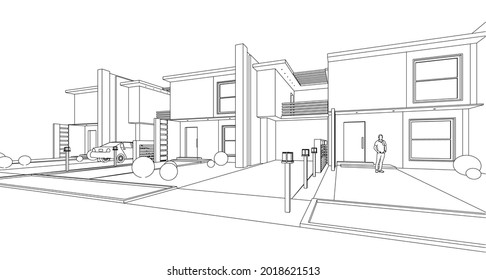 
modern architecture modular house 3d rendering