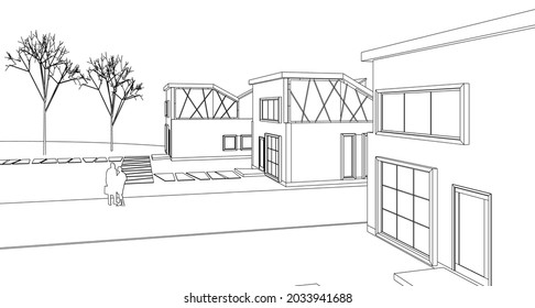 modernes Baukastenhaus 3d Rendering