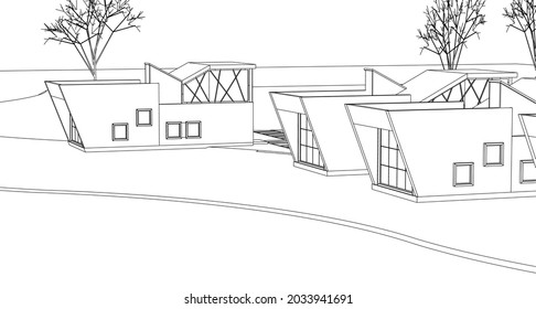 modern architecture modular house 3d rendering