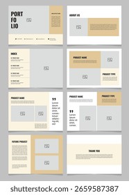 Modern Architecture Portfolio Template – A4 Landscape Layout in Warm Beige and Cream