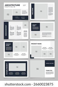 Modern Architecture Portfolio Template - A4 Landscape Layout for Interior Design and Architects