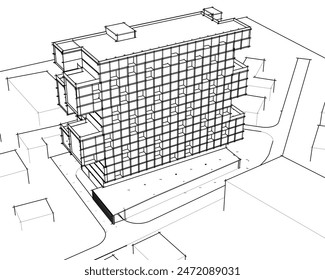 proyecto de arquitectura moderna ilustración 3d