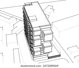modern architecture project 3d illustration
