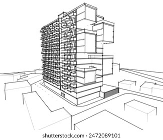 modern architecture project 3d illustration