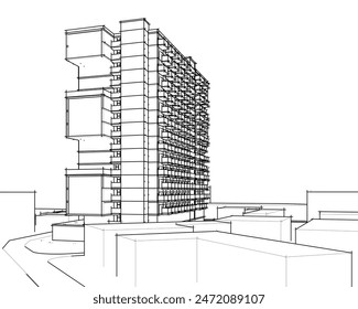 modern architecture project 3d illustration