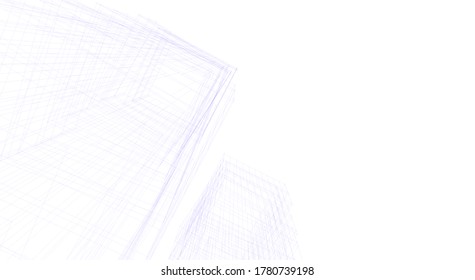 Modern architecture sketch 3d illustration