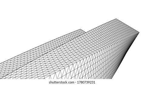 Modern architecture sketch 3d illustration