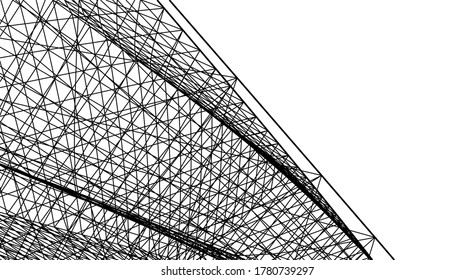 Modern architecture sketch 3d illustration